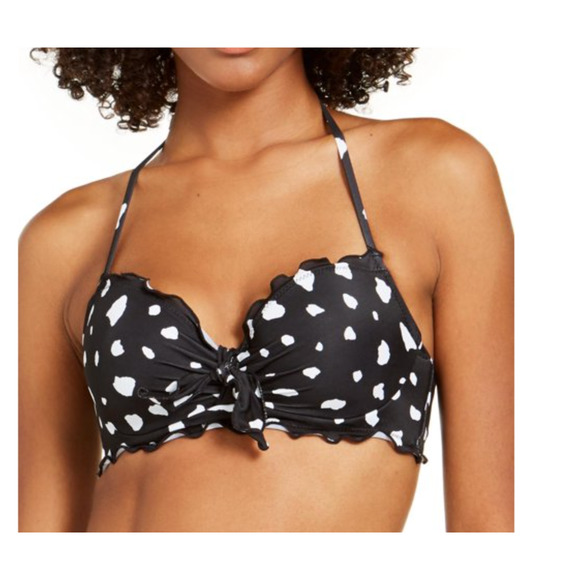 SUNDAZED Ava Black Ruffle Underwire Bikini Swim Top NWT 32 D Bra Sized - Picture 3 of 4